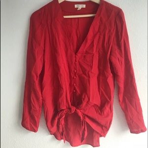 Red Urban Outfitters tie front shirt